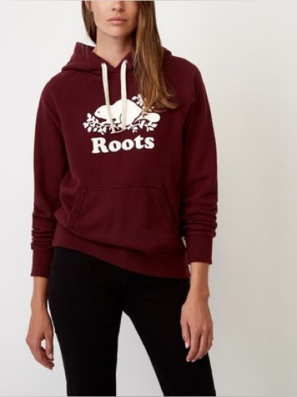 Roots Women's Maroon Logo Hoodie Sweater